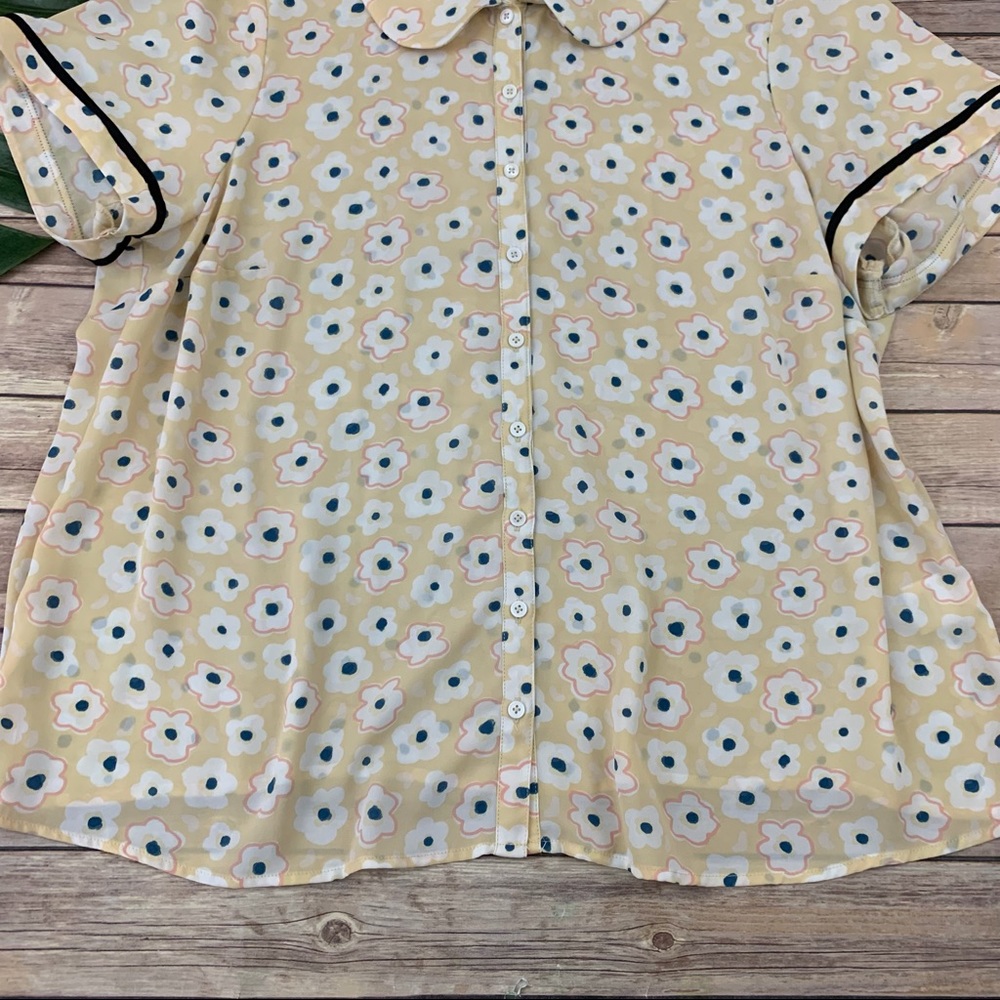 Modcloth floral peter pan collar button up top - Picture 5 of 12